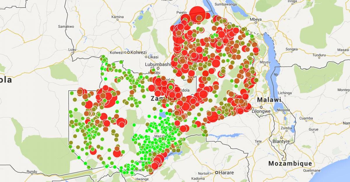 карта на Малави маларија 