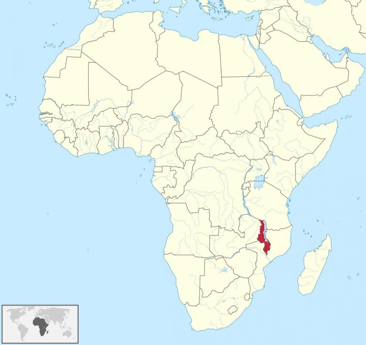 карта на африка покажува Малави