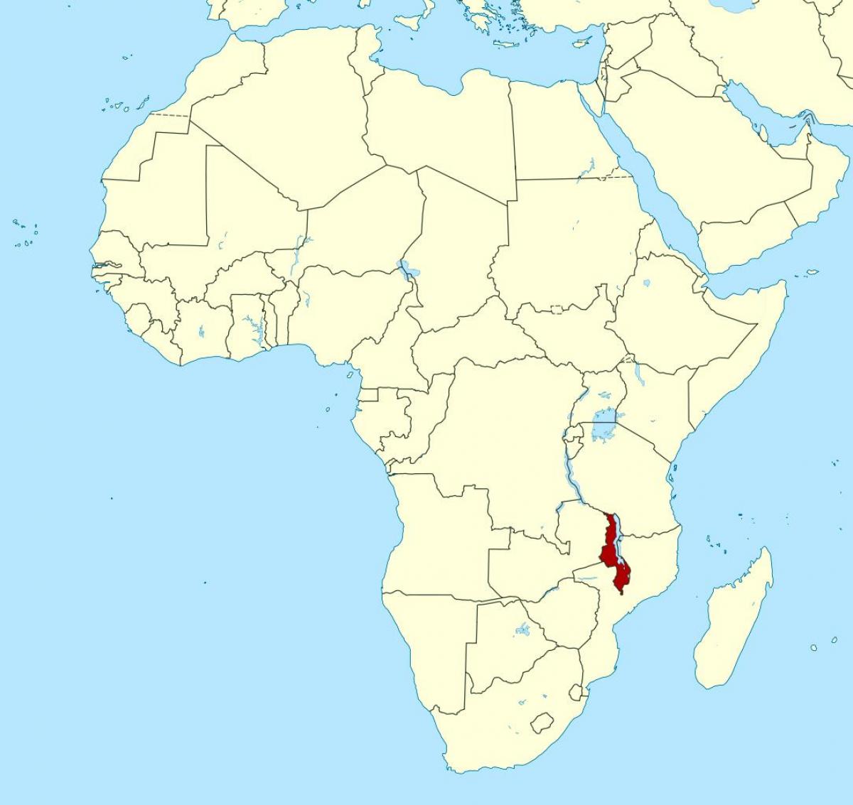 карта на Малави локација на мапата африка