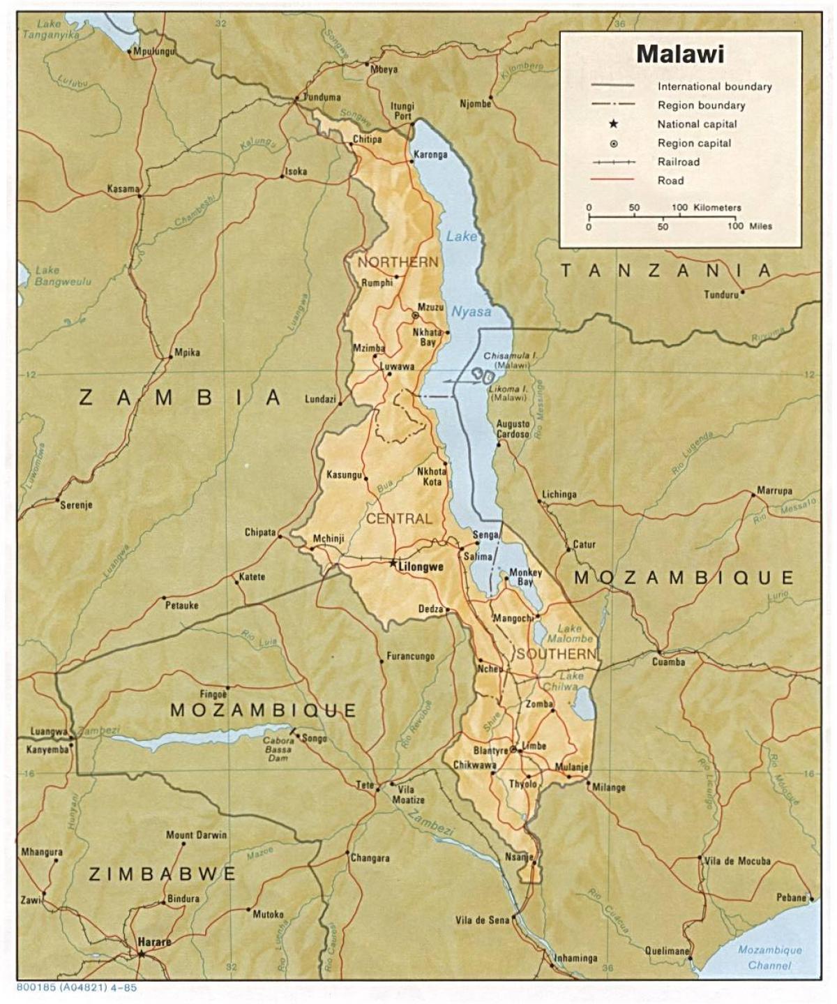 езерото Малави на мапата