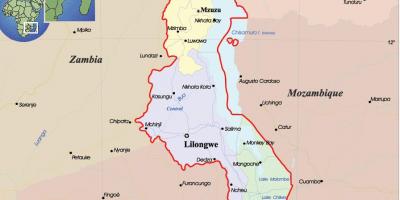 Карта на Малави политички