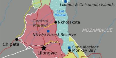Карта на езерото Малави африка