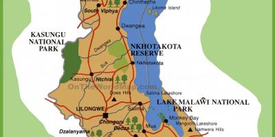 Карта на Малави и околните земји