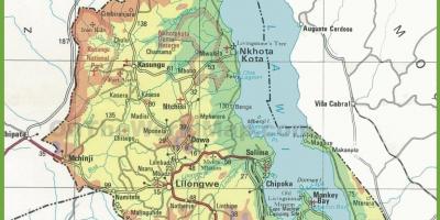 Карта на физичка карта на Малави